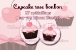 Cupake rose bonbon